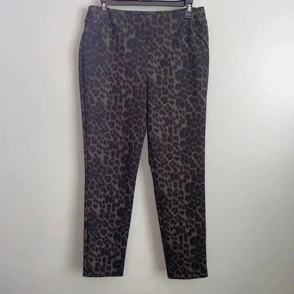 EUC Soft Surroundings Onca Ponte Pants Leopard Animal Print Sz Medium Petite PM - Picture 2 of 7